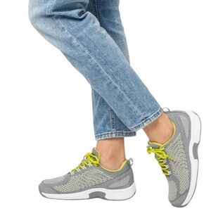 ORTHOFEET Coral Walking Shoes Sneakers in Grey/Lime Size 10 X-Wide-- PAIN RELIEF